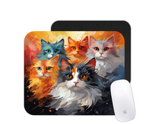 Colorful Cute Cat Print Mouse Pad – Rainbow Kittens Desk Mat Gift picture