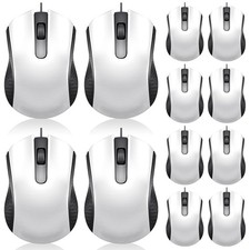 12 PCS White Wired Computer Mouse Bulk Cord USB Ergonomic PC Laptop Gaming picture