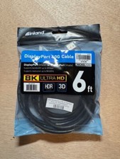 Inland Display Port (male) to Display Port (male) cable 6ft 4k Ultra HD HDCP 3D picture