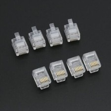50Pcs RJ12 RJ11 Tel ADSL Crystal Head Modular Plugs 6P6C For Solid Connectors picture