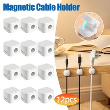 12Pcs Magnetic Cable Clips & Cord Holder, Under Desk Cable Management Lot picture