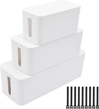 3Pcs Cable Management Box Cable Organizer Box Wires Power Strips Hide Box BK/WT picture