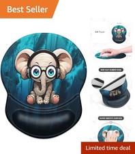 Stylish Elephant-Themed Ergonomic Mouse Pad with Non-Slip Base for Pain Relief picture