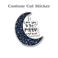I Love You To The Moon Sticker, Inspirational & Uplifting Decal, Moon and Stars picture