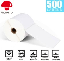 Phomemo 4 x 6 Thermal Shipping Paper Roll of 500 Labels Self-adhesive Mailing picture
