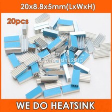 20pcs Extruded 20x8.8x5mm Aluminum Heatsink For Ram Chips With Thermal Stick Pad picture