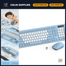 Silent Wireless Keyboard and Mouse Combo for Office & Home - Misty Blue Color picture