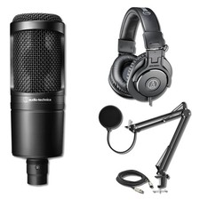 Audio-Technica AT2020 Cardioid Medium-Diaphragm Condenser Microphone with ATH-M3 picture