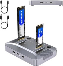 M.2 Nvme & SATA SSD Cloner Duplicator,10Gbps Dual-Bay Docking Station,Usb C Read picture