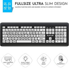 Large Print Keyboard For Low Vision People - USB Wireless High Contrast Keys picture