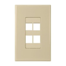 Construct Pro 4-Port Keystone Wall Plate with Screwless Face (Ivory) picture