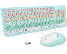 FD Wireless Keyboard and Mouse Combo - 2.4GHz USB Cordless, Cute Round Keys, and picture