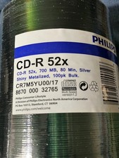 PHILIPS CD-R 100 pk - 700 MB, 80 MIN, SILVER SHINY METALIZED, UNLABELED-SEALED picture