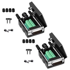 DB15 Solderless RS232 Serial To 15Pin Male Adapter Breakout Case 2 PCS picture