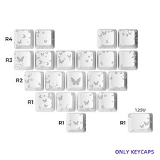 XVX Butterfly Keycaps – 21-Key Heart Layout Shine Through Keycap Set - Black picture