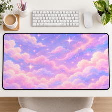 Pastel Cloud Desk Mat, Pink Purple Galaxy Mouse Pad, Dreamy Starry Sky picture