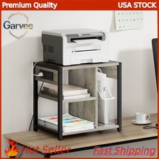 Power Outlets Printer Stand Small Mobile Utility Storage Cart Under Desk Home picture