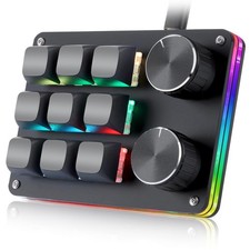 Koolertron Macro Programmable Keypad, One Handed 9-key (2 Knob), Black picture