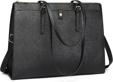 Leather Laptop Tote Bag for 15.6 Inch Computer Briefcase - Waterproof Large C... picture