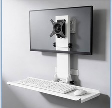 Wall Mount Computer Workstation, Monitor Wall Mount with Foldable Keyboard Tray picture