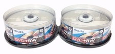 50 PHILIPS 4X DVD+RW DVDRW ReWritable Branded Logo 4.7GB Blank Disc 2x25pk picture