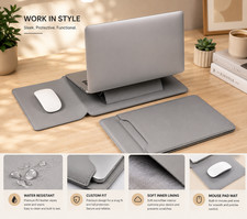 Premium Leather 13-14in Laptop Sleeve Bag with Stand & Accessories  picture