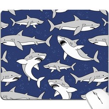 Navy Blue Grey Shark Mouse Pad Cute Funny Mousepad Animal Cool Ocean Aestheti... picture