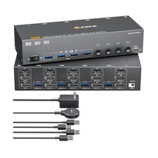 HDMI+2 Displayport KVM Switch 3 Monitors 4 Computers 8K@60Hz 4K@144Hz,4 Port ... picture