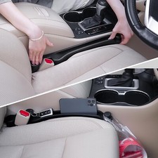Car Seat Gap Filler Set 2 Soft Foam Organizer Hook Universal Fit Black picture