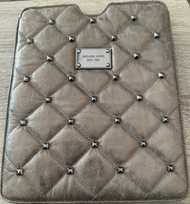 Michael Kors Taupe Leather Padded Studded Metallic  Tablet or iPad Sleeve/Pouch picture