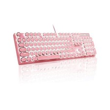MageGee Typewriter Mechanical Gaming Keyboard, Retro Punk Round Keycap LED Wh... picture