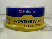 30 Verbatim Blank 4X DVD+RW Logo Branded 4.7GB Rewritable DVD Disc 94834 Read picture