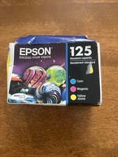Epson 125 Exp 11/2015 Cyan Magenta Yellow Ink Cartridges T125520 NEW picture