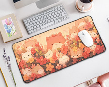 Kawaii Happy Day Desk Mat Large Mouse Pad Colorful Floral Gaming Decor picture