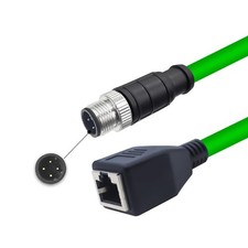 3.28ft M12 4 Pin to RJ45 Industrial Ethernet Cable, M12 4 Pin D Code Male to ... picture