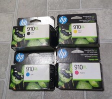 HP 910XL Black and 910 Color CMY Ink Cartridge Set 4-Pack Expires 2025 And 2026 picture