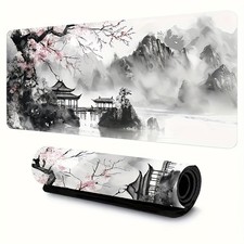 XL Extended Japanese Watercolor Cherry Blossom Mouse Pad & Keyboard Desk Mat w picture