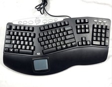 ADESSO PCK-308UB BLACK Wired Ergonomic Multimedia Touchpad Keyboard TESTED WORKS picture