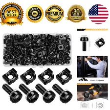 40 Pack M6 x 20mm Rack Mount Screws Cage Nuts Nylon Washers Black Carbon Steel picture