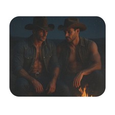 Gay Cowboy Mouse Pad, Rectangle Mouse Mat, Western Theme Desk Accessory, Hot Men picture