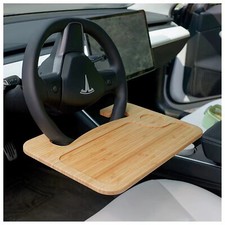 2 in 1 Car Steering Wheel Desk Bamboo Steering Wheel Tray Car Laptop Food Table picture