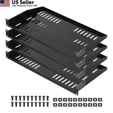 VEVOR 4PCS 1U Server Rack Shelf Universal Vented Mount 1U-4PCS, Black picture