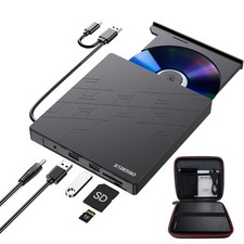 ORIGBELIE External CD DVD Drive, Burner USB 3.0 with 2 Standard, Black picture