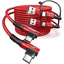 JSAUX 100W USB C Cable [2-Pack 6.6FT], Right Angle Fast Charging 6.6FT, Red  picture