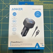 Anker PowerDrive C 2 Dual-Port High Speed Car Charger+USB-C 3ft Cable Combo F/S picture