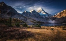 Landscape nature fall lake mountains snowy peak british Custom Gaming Mat Desk picture