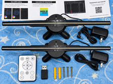 Lot of 2 3D Hologram LED Fan Displays w/ Stands Remote & Accessories Brand New picture