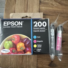 Genuine Epson 200 Color Ink Cartridges Black And Magenta 2-Pack SEALED Ex 2028 picture