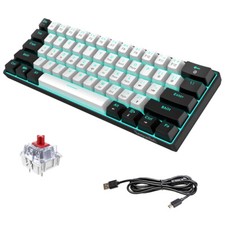 Snpurdiri 60% Wired Gaming Keyboard Blue LED Backlit Small 61 Keys Red Switch picture