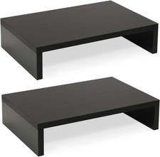 2-Pack Wood Monitor Stand Riser for Desk , Black picture